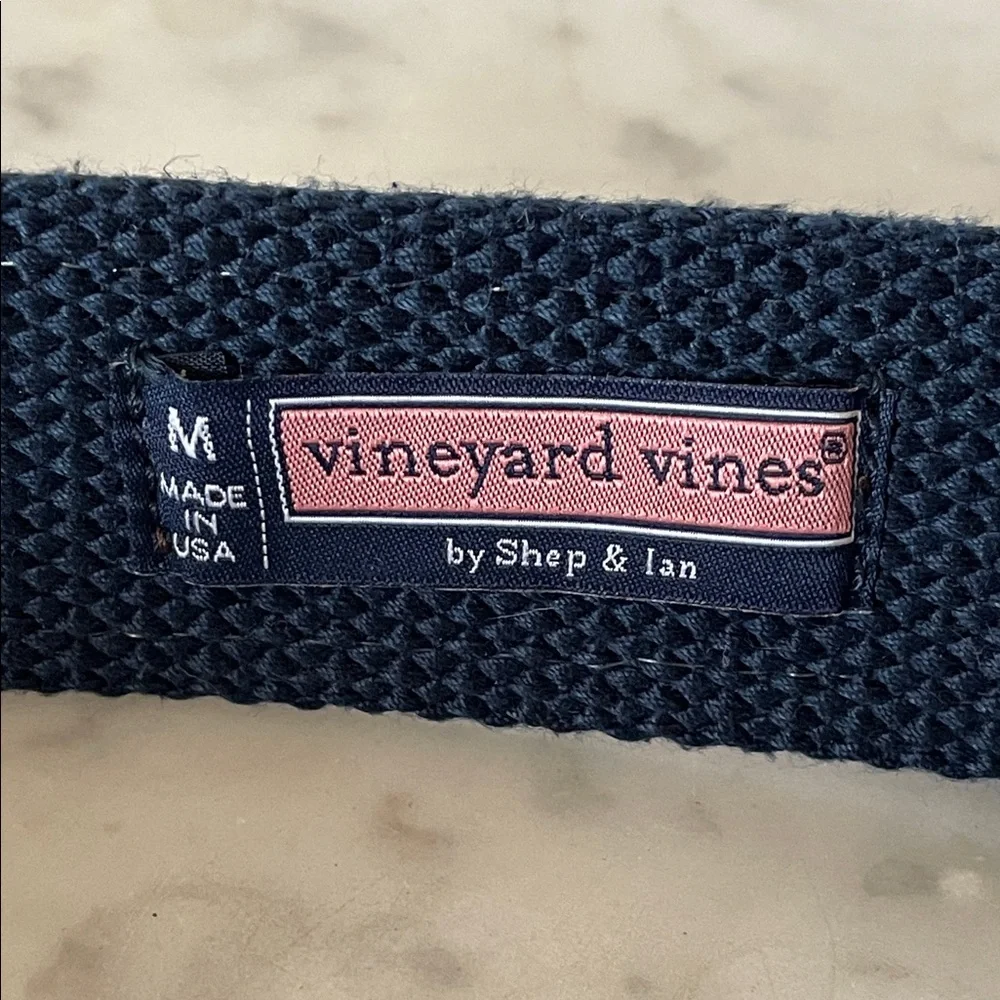 VINEYARD VINES D-Ring Webbed Cotton Navy and Light Blue Stripe Belt M - Picture 5 of 14